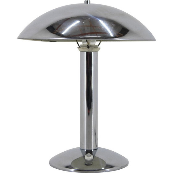 Image 1 of Vintage Art Deco Tischlampe aus Chromstahl, Tschechoslowakei 1930