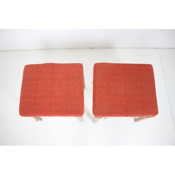 Image 1 of Paar Mid-Century Hocker Tschechoslowakei 1950er Jahre