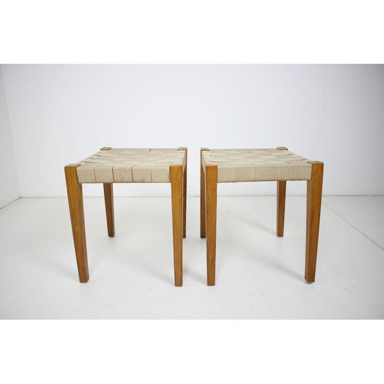 Image 1 of Paar Mid-Century Hocker Tschechoslowakei 1950er Jahre