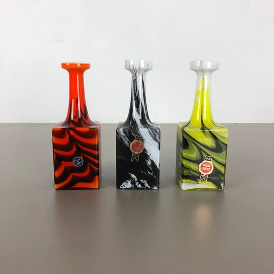Image 1 of Satz von 3 Vintage Pop Art Opaline Florenz Vase Italien 1970er