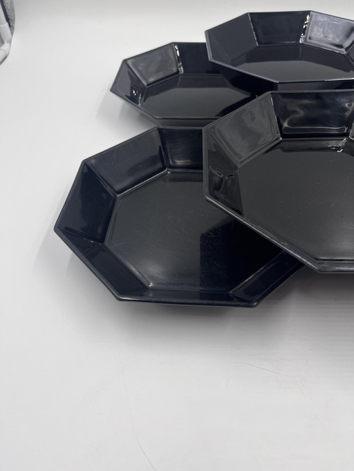 Set Von 6 Suppentellern Schwarz Arcoroc