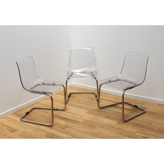 Image 1 of Vintage Tobias Esszimmerstuhl aus verchromtem Metall und Kunststoff für Ikea