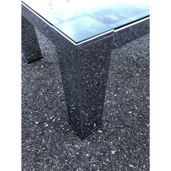 Image 1 of Quadratischer Vintage-Couchtisch, Chrom und Rauchglas, 1970