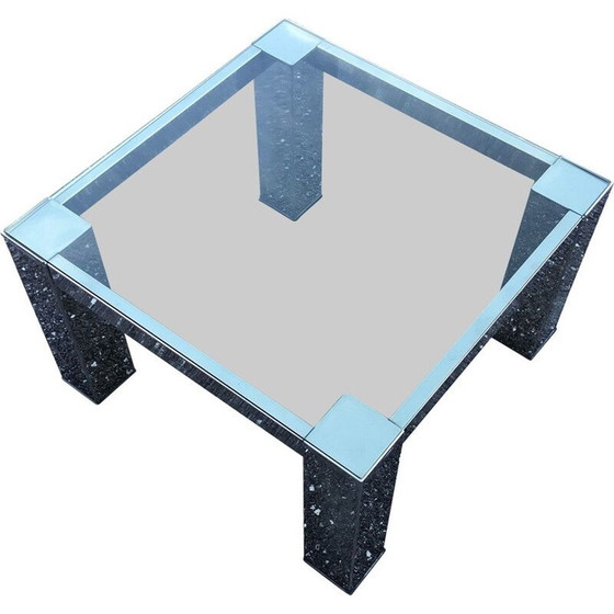 Image 1 of Quadratischer Vintage-Couchtisch, Chrom und Rauchglas, 1970