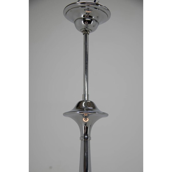 Image 1 of Vintage Art Deco Hängeleuchte aus Chrom und Opalglas, 1930