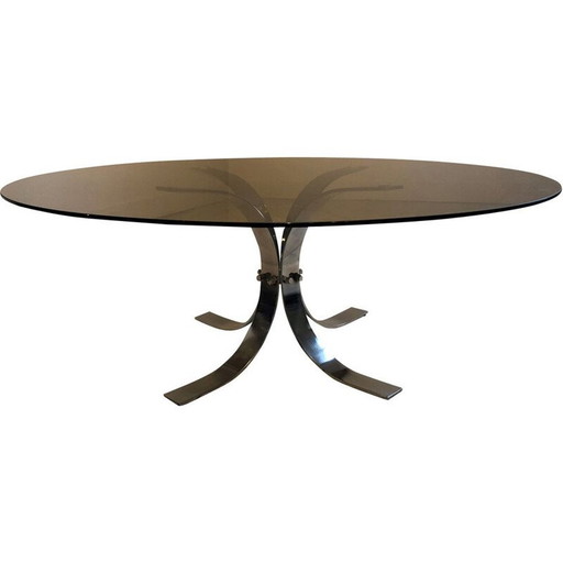 Vintage Couchtisch aus Glas und Chrom, 1970