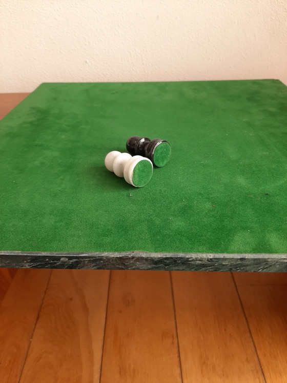 Image 1 of Vintage XL Marmor-Schachbrett und Vintage Marmor-Schachsets