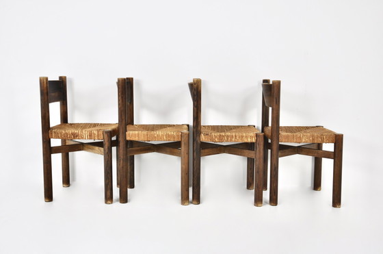 Image 1 of Meribel Stühle von Charlotte Perriand für Steph Simon, 1950, Satz von 4