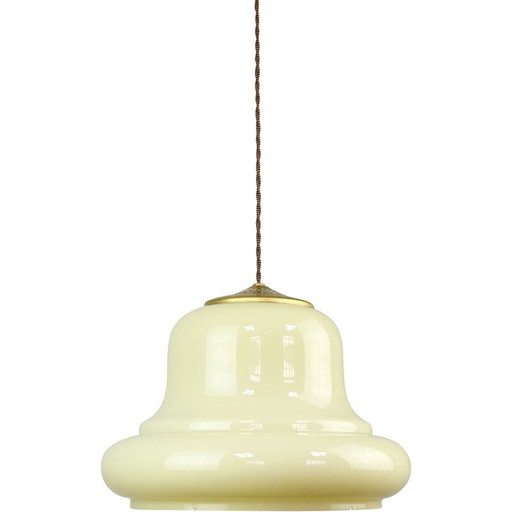 Vintage Pendelleuchte aus Messing und Glas, Italien