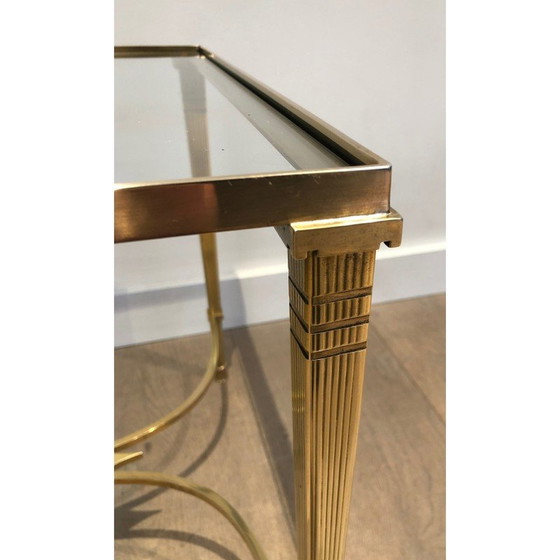 Image 1 of Vintage Couchtisch aus Messing mit Klarglasplatte, 1940