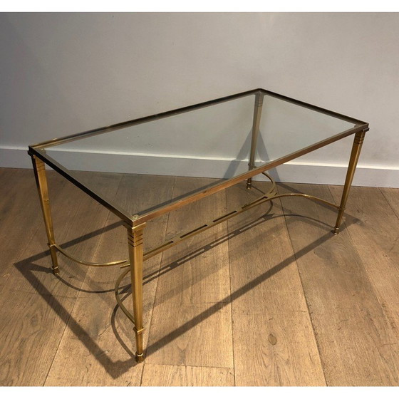 Image 1 of Vintage Couchtisch aus Messing mit Klarglasplatte, 1940