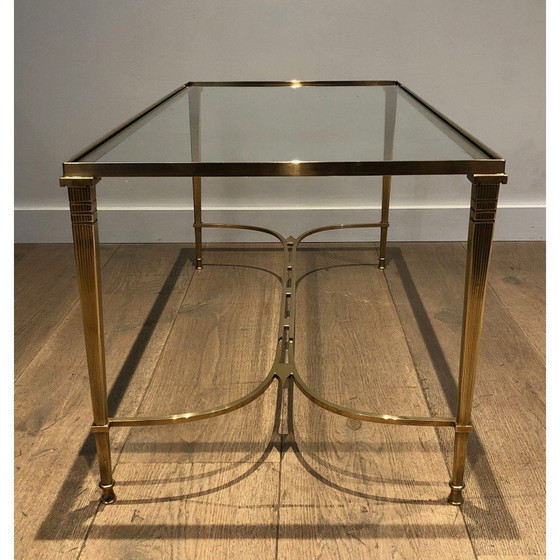 Image 1 of Vintage Couchtisch aus Messing mit Klarglasplatte, 1940