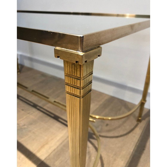 Image 1 of Vintage Couchtisch aus Messing mit Klarglasplatte, 1940