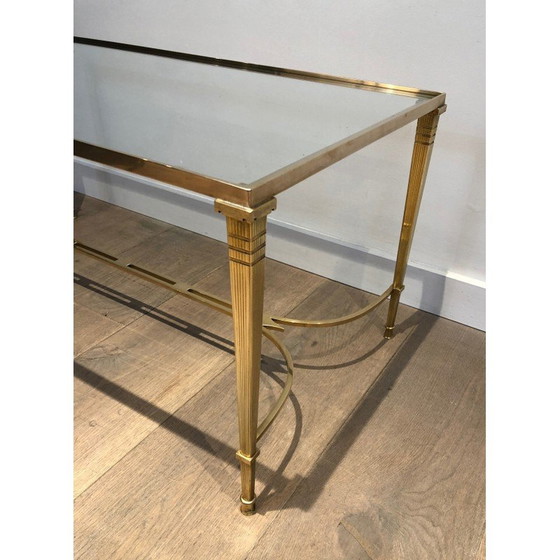 Image 1 of Vintage Couchtisch aus Messing mit Klarglasplatte, 1940