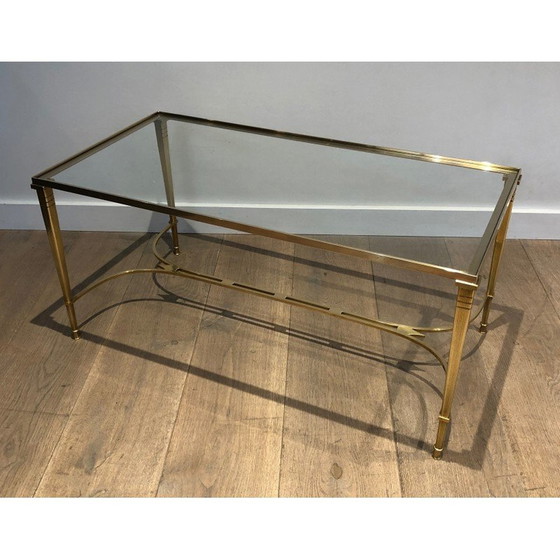 Image 1 of Vintage Couchtisch aus Messing mit Klarglasplatte, 1940