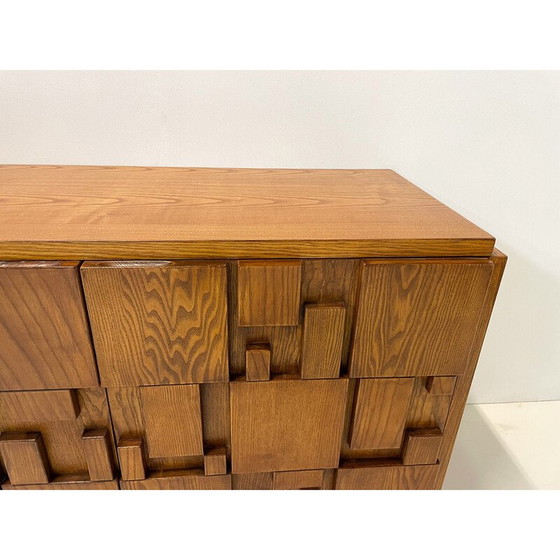 Image 1 of Vintage brutalistisches Lowboard aus Eschenholz, Italien