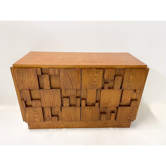 Image 1 of Vintage brutalistisches Lowboard aus Eschenholz, Italien