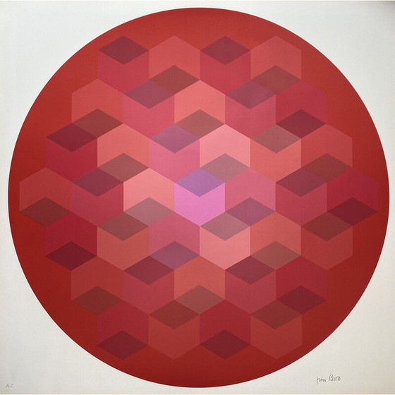 Image 1 of Klassische Fotolithografie "Hommage an Vasarely" von Jim Bird für Poligrafa, Barcelona 1970er Jahre