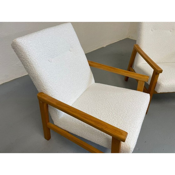 Image 1 of Paar Vintage-Sessel aus Boucle-Stoff, Tschechoslowakei 1970er Jahre