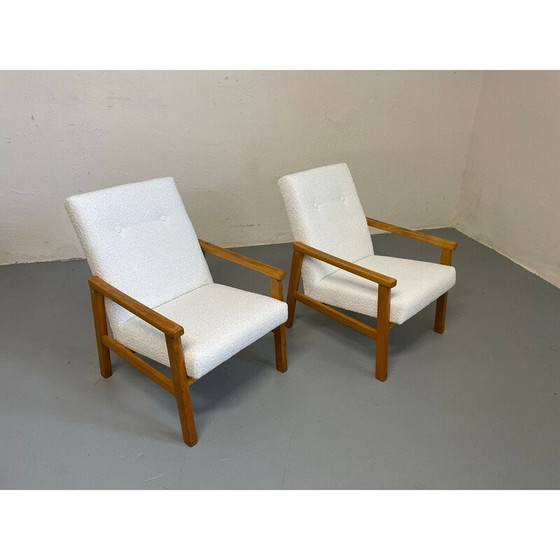 Image 1 of Paar Vintage-Sessel aus Boucle-Stoff, Tschechoslowakei 1970er Jahre