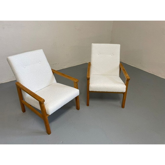 Image 1 of Paar Vintage-Sessel aus Boucle-Stoff, Tschechoslowakei 1970er Jahre