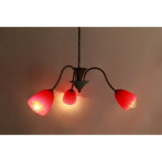 Image 1 of Vintage TreFiori Kronleuchter mit Blumen aus Murano, Italien 1950