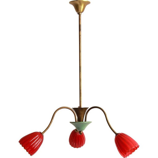 Vintage TreFiori Kronleuchter mit Blumen aus Murano, Italien 1950