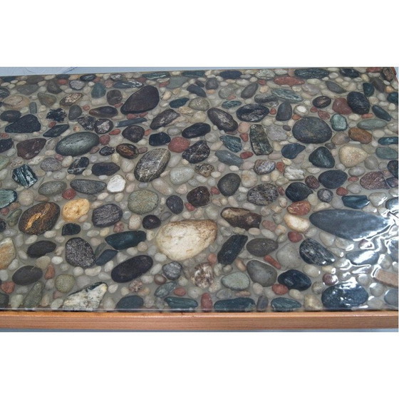 Image 1 of Vintage Couchtisch aus Palisanderholz und Kieselsteinen von Ib Kofod Larsen, Schweden 1960