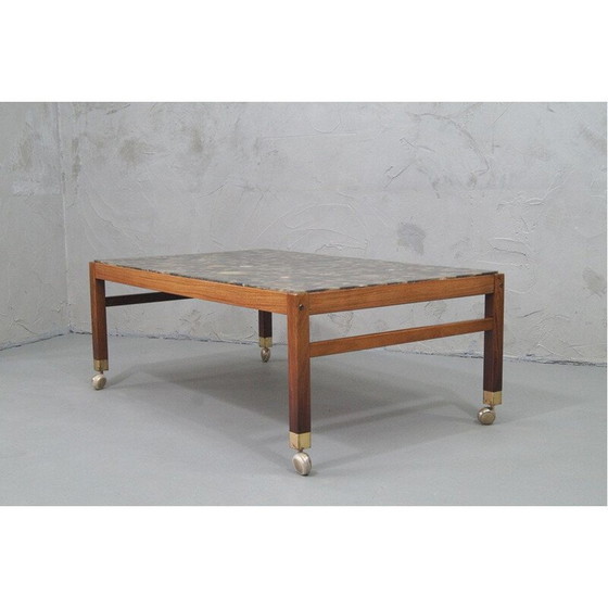 Image 1 of Vintage Couchtisch aus Palisanderholz und Kieselsteinen von Ib Kofod Larsen, Schweden 1960