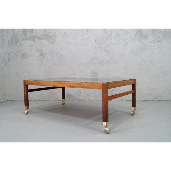 Image 1 of Vintage Couchtisch aus Palisanderholz und Kieselsteinen von Ib Kofod Larsen, Schweden 1960