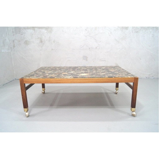 Vintage Couchtisch aus Palisanderholz und Kieselsteinen von Ib Kofod Larsen, Schweden 1960