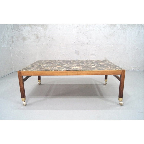 Image 1 of Vintage Couchtisch aus Palisanderholz und Kieselsteinen von Ib Kofod Larsen, Schweden 1960