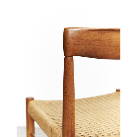 Image 1 of 4 Esszimmerstühle aus massivem Teakholz und Papierkordel von Harry W. Klein für Bramin, Dänemark