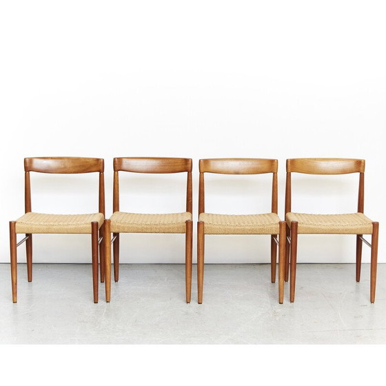 Image 1 of 4 Esszimmerstühle aus massivem Teakholz und Papierkordel von Harry W. Klein für Bramin, Dänemark