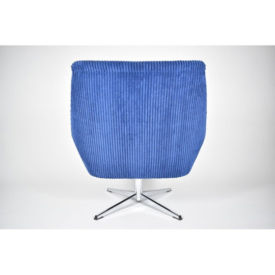 Image 1 of Vintage Shell Cord DDR Blauer Sessel, Deutsche Demokratische Republik 1960s