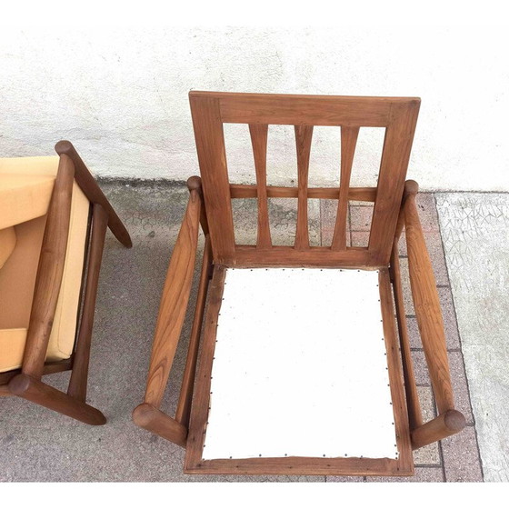 Image 1 of Paar skandinavische Vintage-Sessel aus massivem Teakholz, 1950-1960