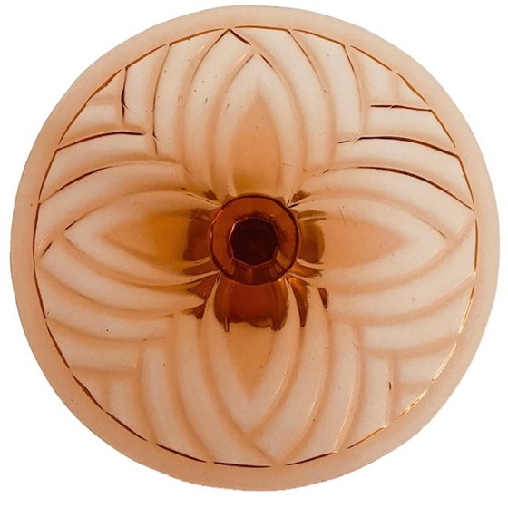 Image 1 of Art Deco Tortenplatte Luxval Val St. Lambert rosa 1930er Jahre