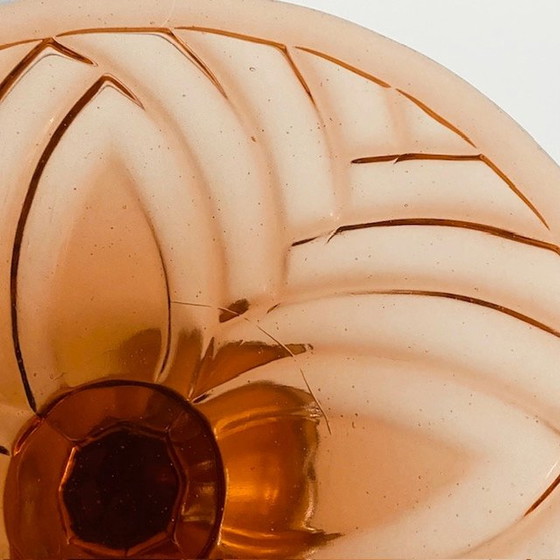 Image 1 of Art Deco Tortenplatte Luxval Val St. Lambert rosa 1930er Jahre