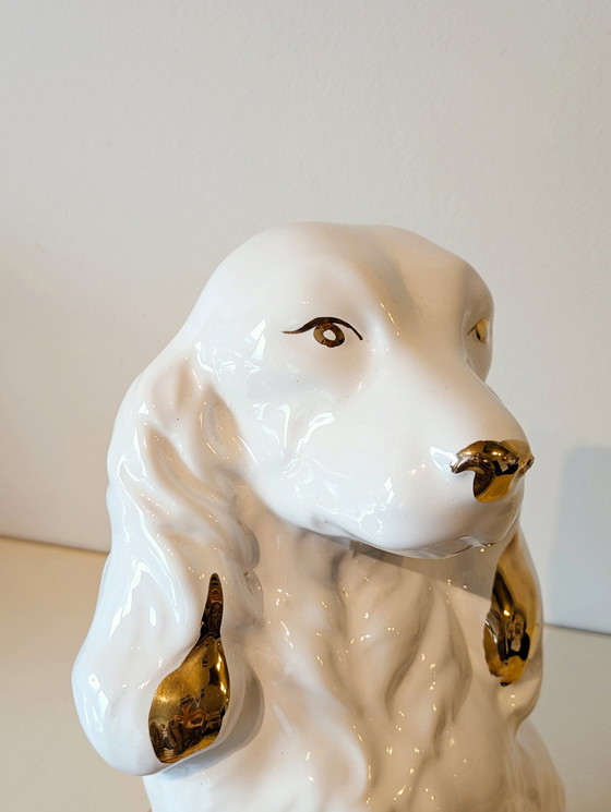 Image 1 of Spaniel-Hundestatue aus Keramik, handbemalt, Italien, 1960
