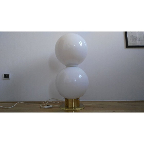 Image 1 of Vintage Stehlampe aus Messing und Glas, Tschechoslowakei 1970