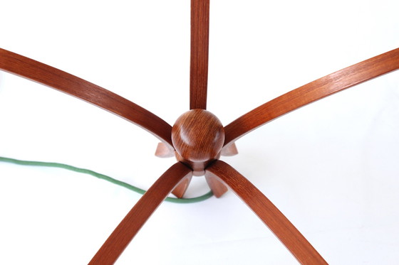 Image 1 of as new, DOMUS Danish Mid Century Teak LED Lamp / Kronleuchter, Pendelleuchte mit 5x Paulmann LED, 