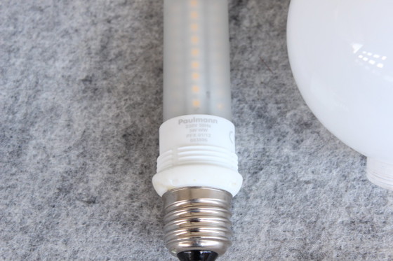 Image 1 of as new, DOMUS Danish Mid Century Teak LED Lamp / Kronleuchter, Pendelleuchte mit 5x Paulmann LED, 