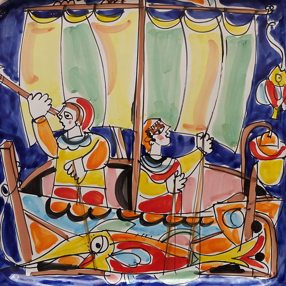 Image 1 of La Musa Ceramiche aus Palermo, Italien. Groot vierkant wandobject.