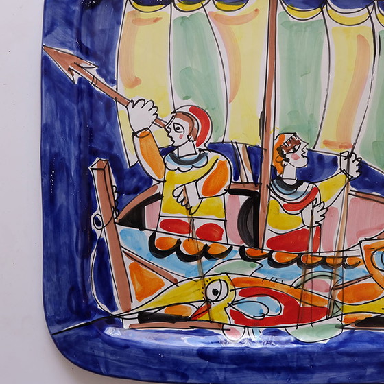 Image 1 of La Musa Ceramiche aus Palermo, Italien. Groot vierkant wandobject.