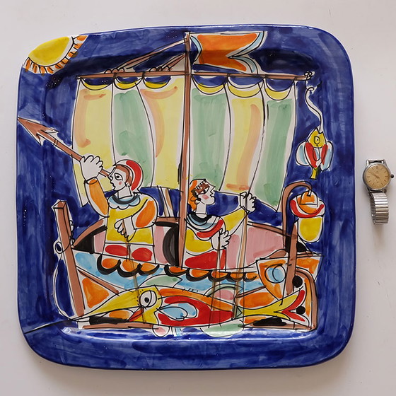 Image 1 of La Musa Ceramiche aus Palermo, Italien. Groot vierkant wandobject.