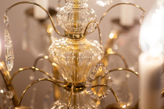 Image 1 of Französischer Vintage Kristall Kronleuchter 8 Arme