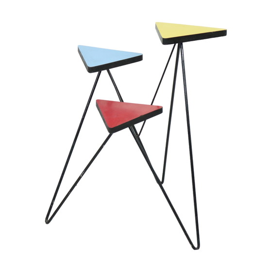 Image 1 of Expo 58 Pflanzentisch , Standard-Dreieck, Resopal Fifties, 72 cm