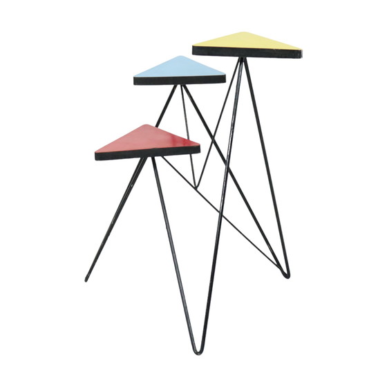 Image 1 of Expo 58 Pflanzentisch , Standard-Dreieck, Resopal Fifties, 72 cm
