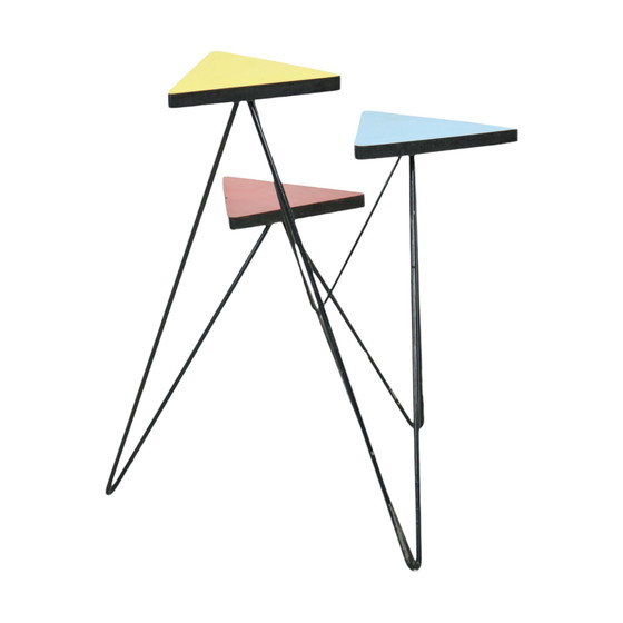 Image 1 of Expo 58 Pflanzentisch , Standard-Dreieck, Resopal Fifties, 72 cm