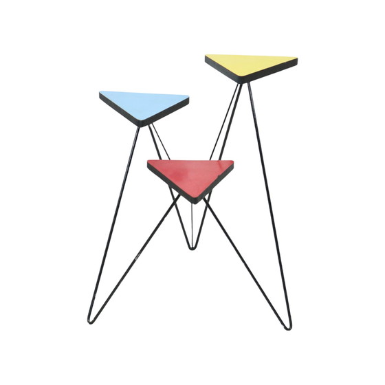 Image 1 of Expo 58 Pflanzentisch , Standard-Dreieck, Resopal Fifties, 72 cm